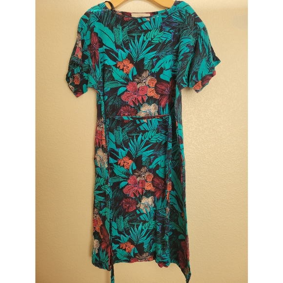 Womens Ann Taylor Loft linen floral Hawaiian dress xxs - Picture 2 of 8